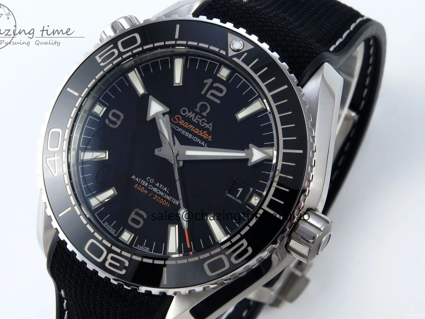 0216 Unisex Seamaster Planet Ocean 600M 43.5mm SS SCF 1:1 Best Edition Black Bezel Black Dial on Black Rubber Strap A8900 Super Clone 7664